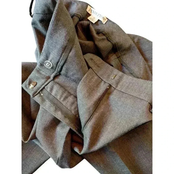 Pendleton Charcoal Gray Virgin Wool Trousers Pants Women 10 High Rise Pleated - Picture 6 of 9